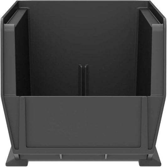 Akro-Mils 30234 AkroBins Plastic Storage Bins, Space-Saving Stackable Bins for Garage, Pantry, Craft Organization, 15" x 5" x 5", Black, 12-Pack