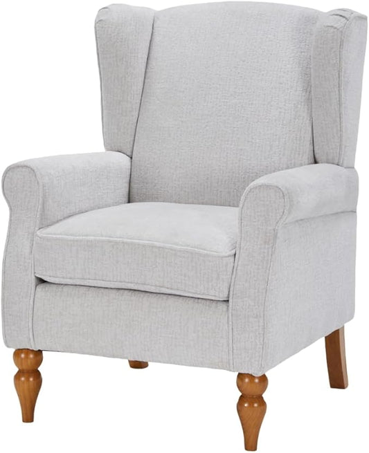 ZMAD Accent Chair, Upholstered High Back Floral Armchair Wood Legs, Comfy Wingback Reading Single Sofa Chair,Plus a Solid Wood Coffee Table for Small Spaces, Living Room, Bedroom (Beige)