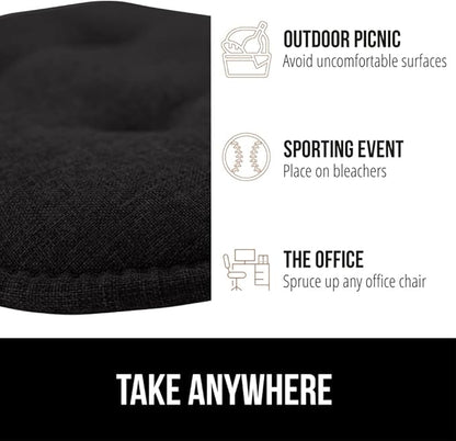 GORILLA GRIP Slip Resistant Tufted Chair Cushions, No Ties Required, Memory Foam Pads for Dining Room Kitchen Table, Office, Rocking Chairs, Plush Seat Cushion Pad, Home Decor, Set of 4, 16x17, Black