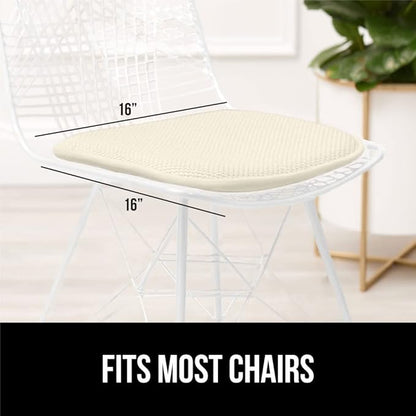 GORILLA GRIP Chair Cushions, Set of 8, 16x16, Memory Foam Pads for Dining Room, Kitchen Table, Office Desk, Rocking Chairs, Stay in Place Backing, Comfortable Microfiber Seat Cover Pad Cushion, Cream