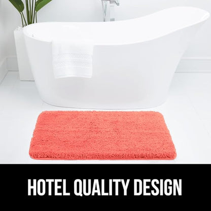 GORILLA GRIP Bathroom Rugs, 30x20, Ultra Soft Absorbent Mat, Thick Plush Bath Rug, Machine Washable, Microfiber Quick Dry, Mats for Shower, Bathtub and Floor, Home Decor Accessories, Coral