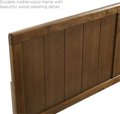 Pemberly Row Full Modern Rubberwood and MDF Headboard in Walnut