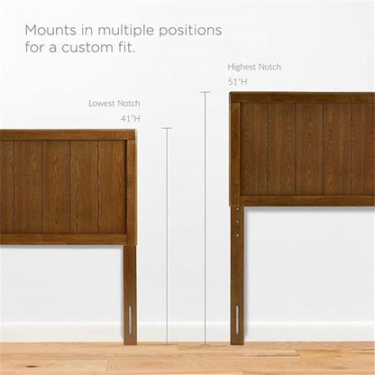 Pemberly Row Full Modern Rubberwood and MDF Headboard in Walnut