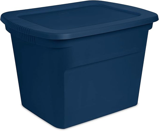 Sterilite 32-Pack Plastic Storage Bins, 18 Gallon Tote Containers with Lids, Marine Blue