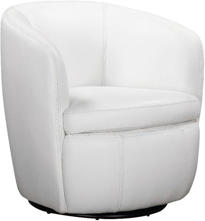 Pemberly Row Set of 2 Snow All Italian Leather Swivel Club Chair