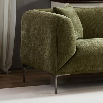 83" Mid-Century Modern Couch, Breathable Fabric Couch with Upholstered Cushions/Pillows, 3-Seat Sofas & Couches, for Living Room/Bedroom/Lobby/officee (Green)