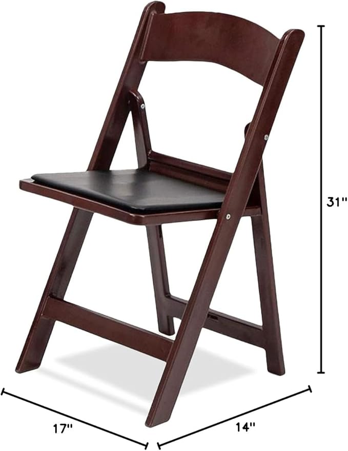 EventStable Titan PRO Resin Folding Chair - Mahogany Indoor/Outdoor Lightweight Folding Chair with Vinyl Padded for Weddings Parties Events - 4 Pack
