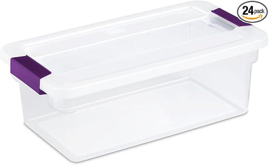 Sterilite 24-Pack 6 Quart ClearView Latch Box, Stackable Organizer Bins with Latching Lids - Clear Plastic Organization Containers for Closet, Bedroom, Shelving Units and Everyday Home Storage