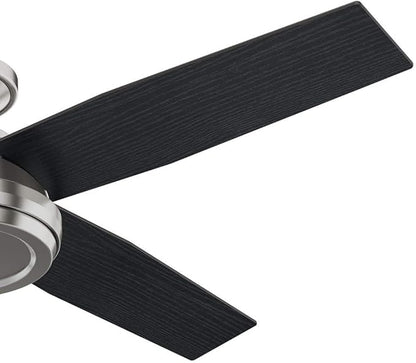 Hunter Fan 52 in Low Profile Brushed Nickel Ceiling Fan with Remote Control (Renewed)