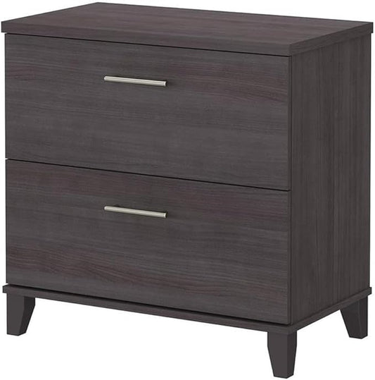 Pemberly Row Contemporary 2 Drawer Lateral File Cabinet in Storm Gray
