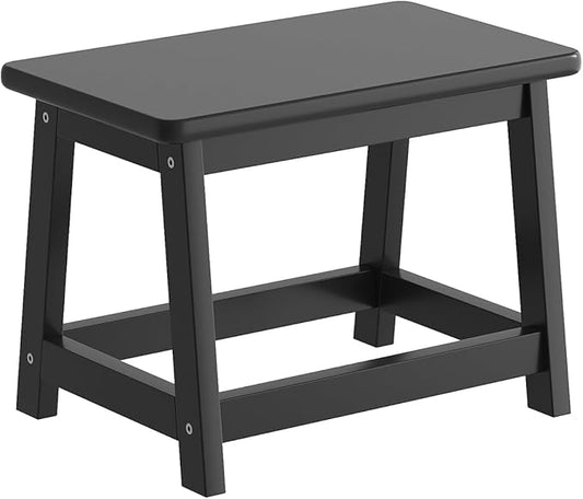 Black Step Stool, Small Bench Seat, Wood end Table, Wood Bathroom Vanity Bench, Plant Stand, Fishing Stool, Shoe Changing Handmade Stool for Kids or Adults(Black-Small)
