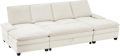 ONBRILL 108" Modular Sectional Sofa,U Shaped Sectional Couch with Movable Ottoman,Cloud Couches for Living Room,Bedroom and Apartment, Beige