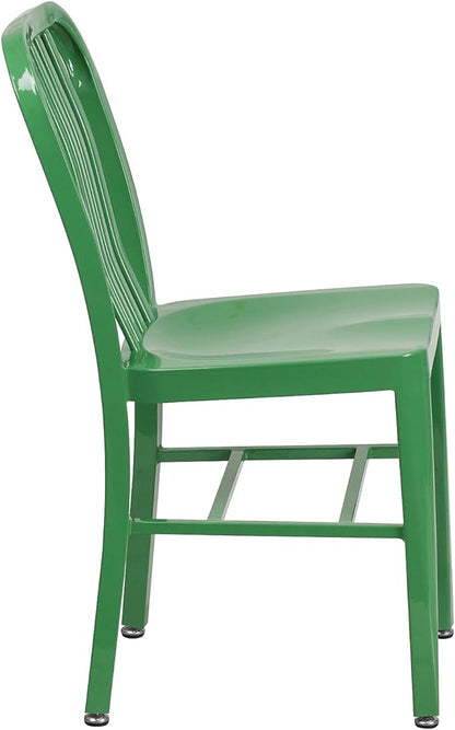 Flash Furniture Commercial Grade Green Metal Indoor-Outdoor Chair