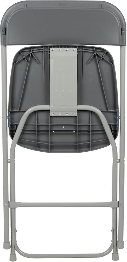 Flash Furniture Hercules Series Plastic Folding Chair - Grey - 4 Pack 650LB Weight Capacity Comfortable Event Chair-Lightweight Folding Chair