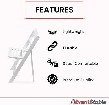 EventStable Titan PRO Resin Folding Chair - 4 Pack Slatted Seat for Weddings Parties Indoor/Outdoor Lightweight