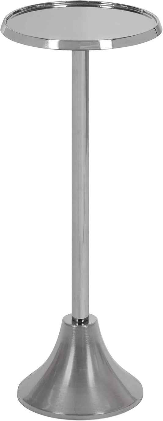 Kate and Laurel Sanzo Modern Pedestal Side Table, 9 x 9 x 23, Silver, Decorative End Table with Sleek Tabletop