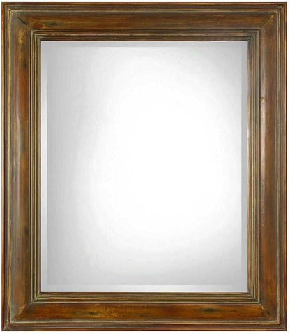 Uttermost 07016 Darian - 42" Square Mirror, Dark Brown/Gold/Sage Glaze Finish