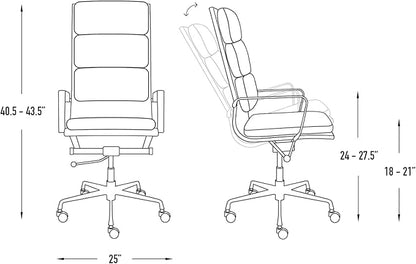 Laura Davidson Furniture SOHO II Tall Back Padded Management Chair (Grey)