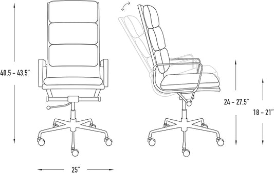 Laura Davidson Furniture SOHO II Tall Back Padded Management Chair (Grey)