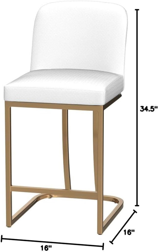Sophia & William White and Gold Bar Stools Set of 3, Counter Height 24" Bar Stools for Kitchen Island
