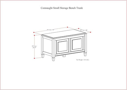 SIMPLIHOME Connaught Entryway Storage Bench - 36 inch Wide Solid Wood Small Storage Trunk Seat in Chestnut Brown, Traditional Bench for Entryway or Living Room with Lift-Up Lid and Paneled Front