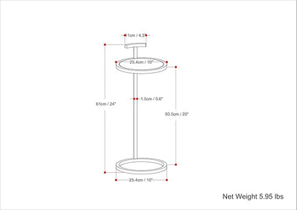 SIMPLIHOME Brook Contemporary 10 Inch Wide Metal C Side Table in White / Gold, For the Living Room and Bedroom