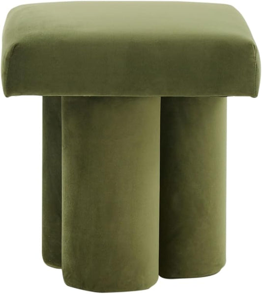 SAFAVIEH Couture Collection Deangelo Mid-Century Modern Forest Green Velvet Ottoman (Fully Assembled)