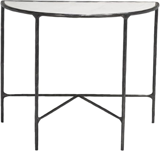 SAFAVIEH Couture Collection Jessa Black/White Forged Metal Half Moon Semi Circle Console Table (Fully Assembled)