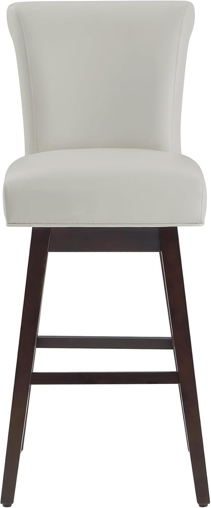 CHITA 30 Inch Counter Height Swivel Bar Stools Set of 2, FSC Certified Modern Upholstered Faux Leather Swivel Barstool Chairs with Back, Creamy Grey