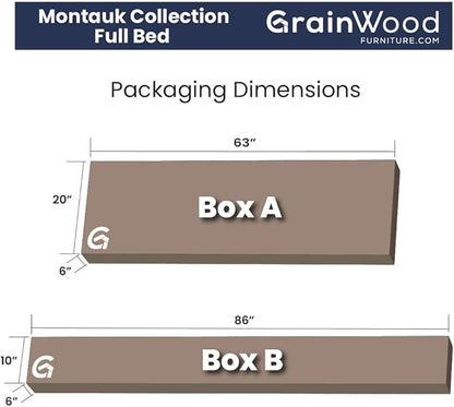 Grain Wood Furniture Montauk Solid Wood Bed, Full Size, Rustic Grey
