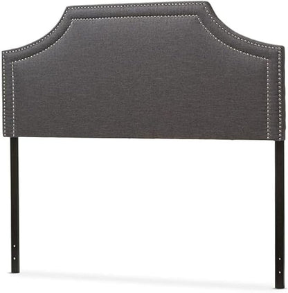 Urban Upmarket Modern and Contemporary Fabric Upholstered Headboard, Nailded Trim Head Board Grey/Full