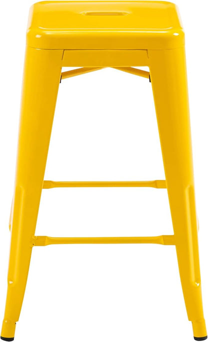 Vogue Furniture Direct 24" High Bar Stools Backless Yellow Metal Barstools Indoor-Outdoor Counter Height Stools with Square Seat, Set of 2 - VF1571019