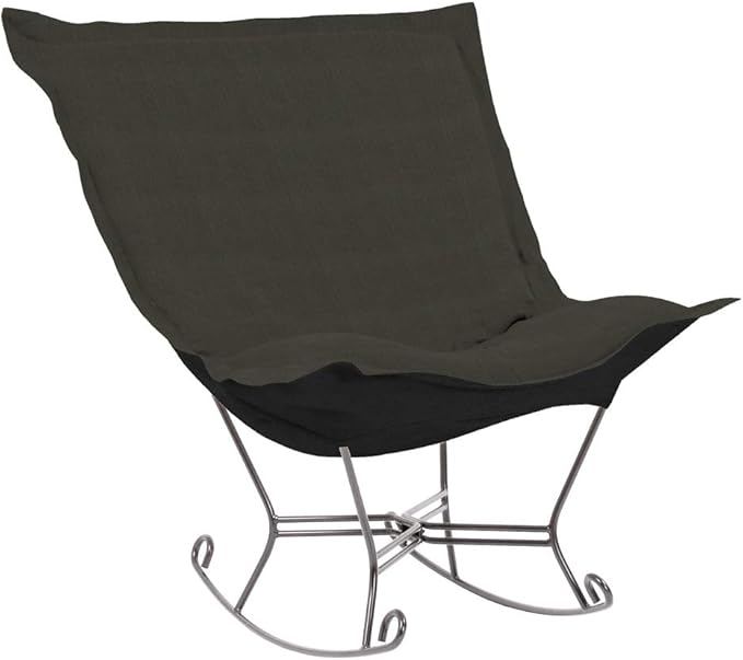 Howard Elliott Scroll Puff Rocker With Cover, Titanium Frame, Sterling Charcoal, 40"w x 37"D x 40"H