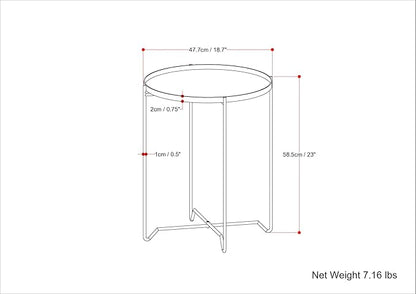 SIMPLIHOME Layton Modern 19 Inch Wide Round Metal Side Table in Teal, For the Living Room and Bedroom