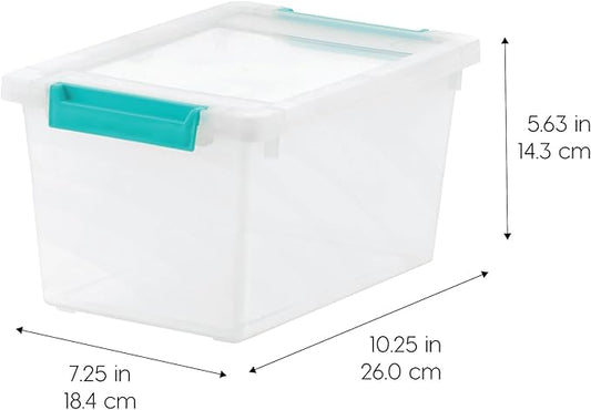 IRIS USA 4 Qt. Small Plastic Storage Bins with Lids, 6 Pack, Clip Box Containers for Craft Storage, Organizing Tote Sensory Bins for Home, Office & Art Supplies, Stackable, Clear