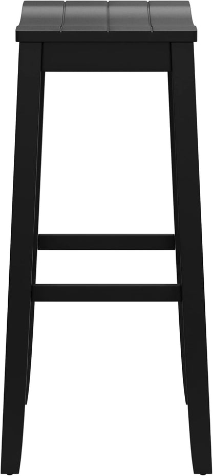 Hillsdale Fiddler Wood Backless Bar Height Stool with Saddle-Style Seat, Black