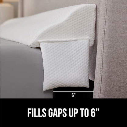 GORILLA GRIP Patent Pending Queen Bed Wedge Pillow Headboard Gap Filler, US Designed, Comfortable Supportive High Density Foam Pillows, Stay in Place Gripping Dots, Wedges Between Mattress, White