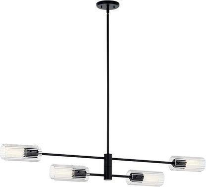 KICHLER Velestino 47.50" 4 Light Linear Chandelier in Black, for Dining Room, Living Room, (7" x 47.50") 52681BK