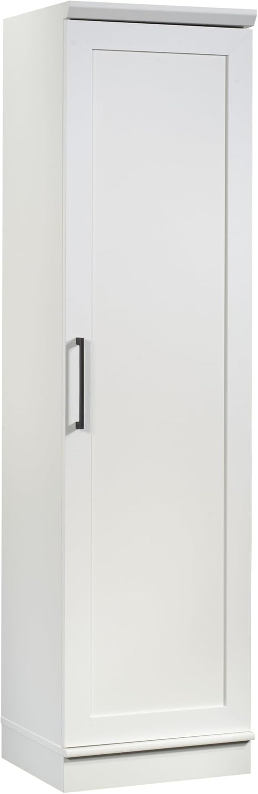 Sauder HomePlus Narrow Pantry Storage Cabinet Slim Single Door with Adjustable Shelves, Kitchen Laundry Bathroom Storage Cabinet, in Soft White