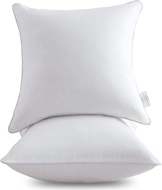 Leeden 20 x 20 Pillow Inserts (Set of 2) - Throw Pillow Inserts with 100% Cotton Cover - 20 Inch Square Decorative Pillows for Sofa, Couch, Bed and Home Decor