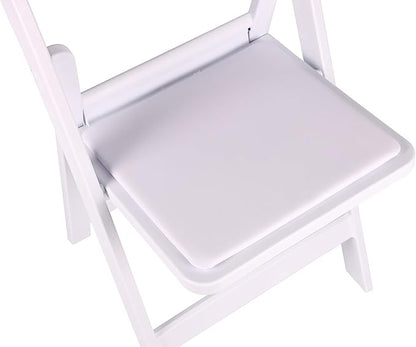 BTEXPERT White Resin Folding Event Chairs - Set of 4, 1000 lb Weight Capacity, Padded Seats, Stackable, Lightweight & Durable Indoor/Outdoor for Home Dining Party Wedding Picnic Camping Church