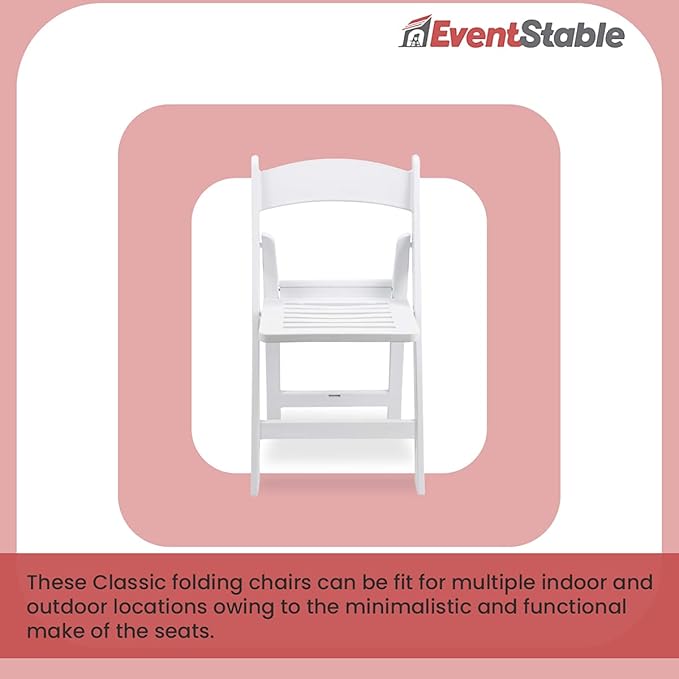 EventStable Titan PRO Resin Folding Chair - Slatted Seat Folding Chair for Weddings Parties Events - Indoor/Outdoor Lightweight Foldable Chair - 100 Pack