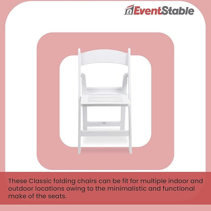 EventStable Titan PRO Resin Folding Chair - Slatted Seat Folding Chair for Weddings Parties Events - Indoor/Outdoor Lightweight Foldable Chair - 100 Pack