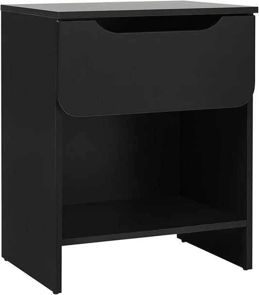Walker Edison Greyer Modern 1-Drawer Simple Nightstand, 20 Inch, Black