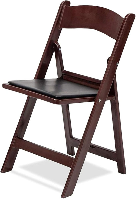 EventStable Titan PRO Resin Folding Chair - Mahogany Indoor/Outdoor Lightweight Folding Chair with Vinyl Padded for Weddings Parties Events - 4 Pack