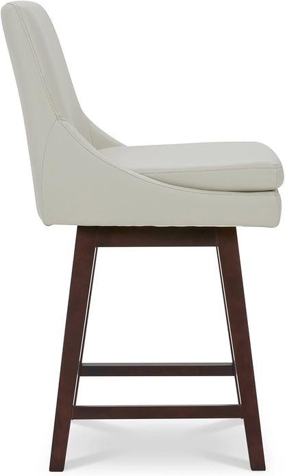 CHITA Counter Height Swivel Bar Stools with Back Set of 2, FSC Certified Upholstered Faux Leather Swivel Barstool, 26.8" H Seat Height, PU Leather in Creamy Gray