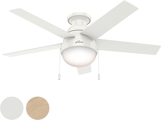 Hunter Fan 46 inch Contemporary Ceiling Fan with Light in Premier Bronze (Renewed) (Fresh White)