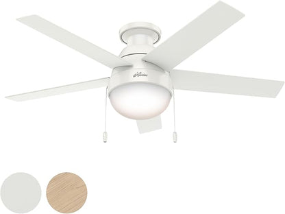 Hunter Fan 46 inch Contemporary Ceiling Fan with Light in Premier Bronze (Renewed) (Fresh White)