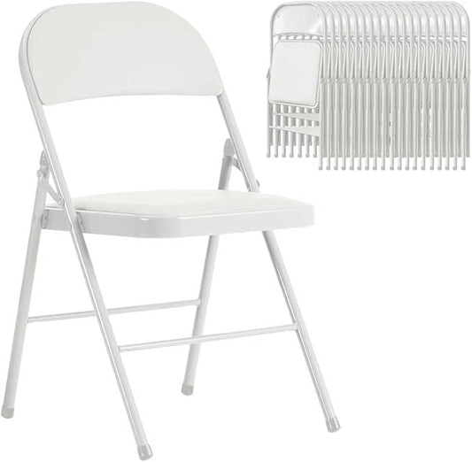 White Folding Chairs 20 Pack with Comfortable Cushion and Back, Portable & Foldable Indoor Outdoor Chairs with Durable Metal Frame for Office/Party/Events/Kitchen/Dinning/Wedding, 330lbs Capacity