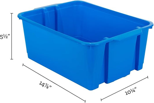 Really Good Stuff-160074BL Stackable Plastic Book and Organizer Bins for Classroom or Home Use – Sturdy, Colored Plastic Baskets (Set of 12)